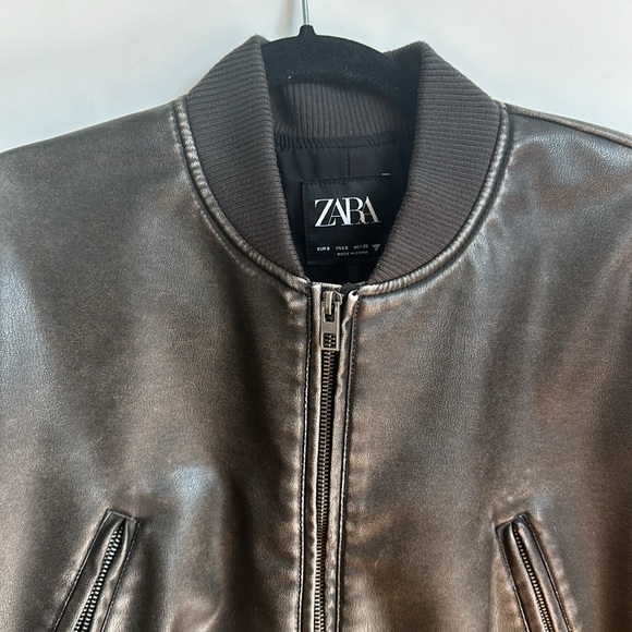 Zara Leather Bomber Jacket - Sizes XS, S - Picture 5 of 8